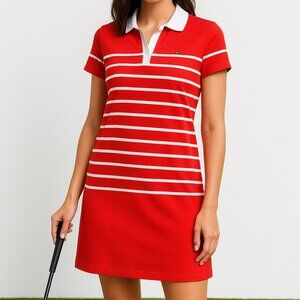Tommy Hilfiger Red & White Striped Polo Dress | Size XL